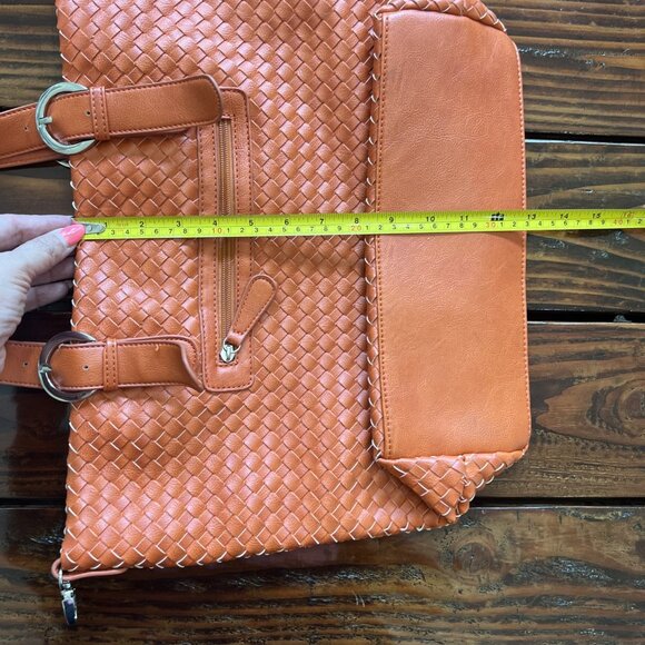 Charming Charlie Orange Weave Vegan Leather Large Tote, Handbag, Purse - Picture 9 of 16